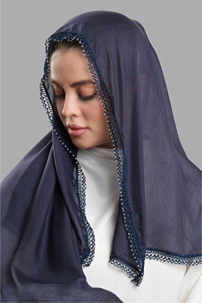 HÜRREM BONE Eșarfă hijab pentru nuntă, albastru marin, din fibre decupate, cu...