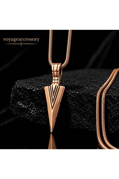 voyageaccessory Stainless Steel Rose Gold Color Arrowhead Pendant