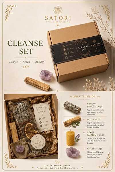 Satori Cleanse Set | Meditasyon ve Arınma Ritüel Seti | Palo Santo, Adaçayı T...