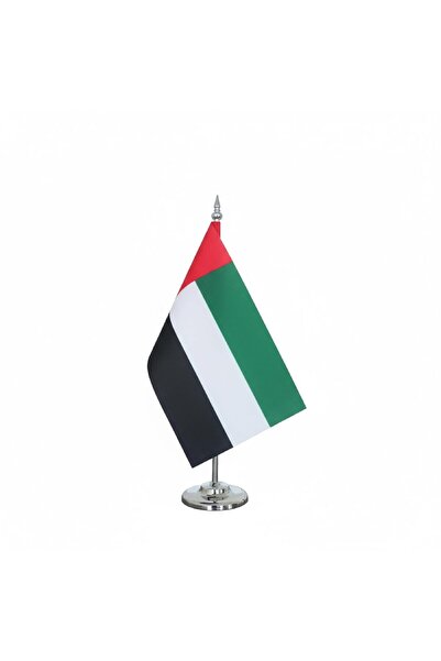 emirates flags UAE Table Flag with Silver Pole, Premium Desk Flag for Office,...