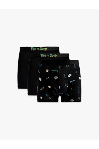 Koton Lisanslı Rick and Morty Baskılı 3'lü Pamuklu Boxer Seti
