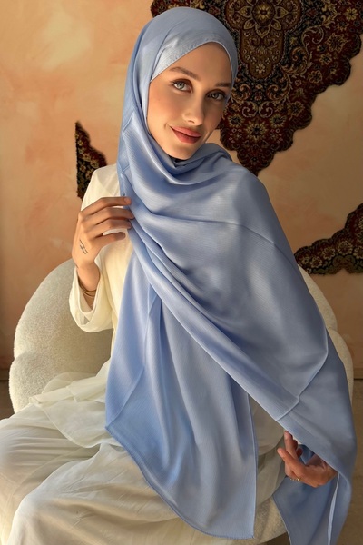 İmajButik Mavi Abiye Safir İpek Şal