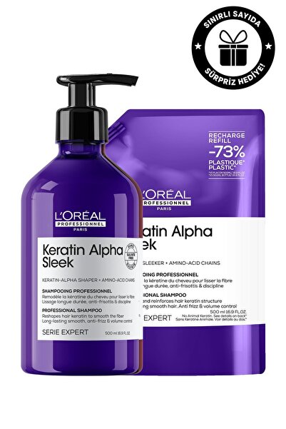 L'oreal Professionnel Serie Expert Keratin Alpha Sleek 500ml & 500ml Refill S...