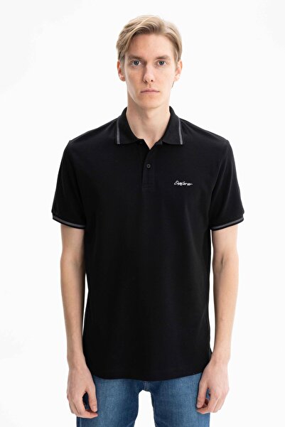 Arma Ar-Ma Men's Polo Collar T-Shirt with Text Print Regular Fit Double Roll ...