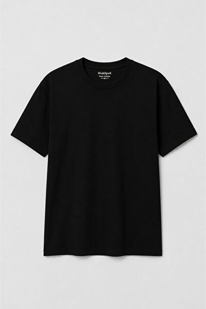 MODASPARK Ανδρικό μπλουζάκι με λαιμόκοψη Crew Neck σε κανονική εφαρμογή, μαύρο