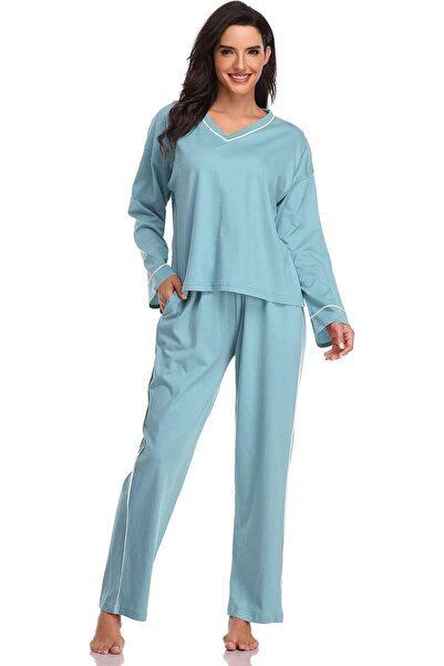 OEM SHEKINI Pijama Dama Set Din Două Piese Complet Din Bumbac Confortabil Alb...
