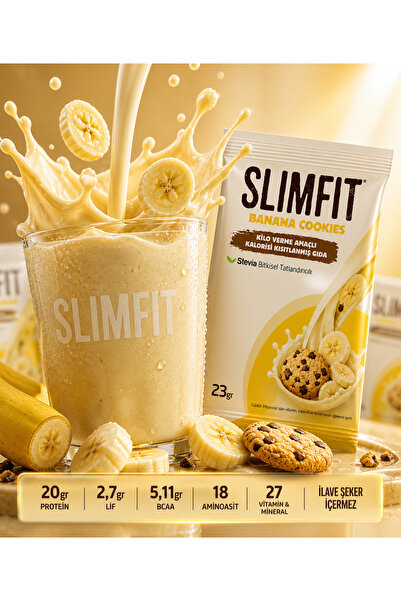 Nutrawell Slimfit 1 Öğün Muz Kurabiye - Whey Proteinli Öğün Tozu Shake Protei...