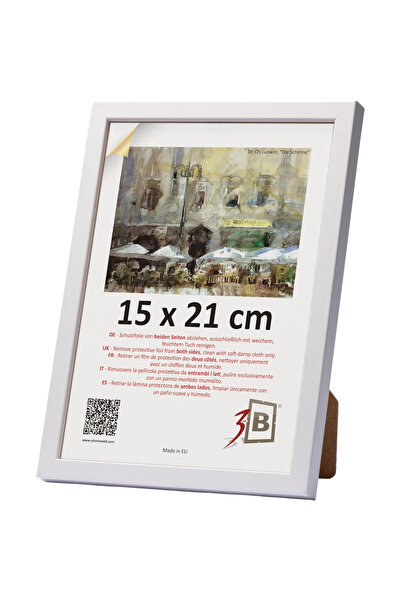 OEM Rama foto din lemn A5, clasică, elegantă, albă, 15x21 cm