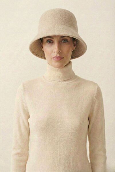 Adalua Kadın Kaşmir Kova Şapka – Yumuşak Dokulu Minimal Bucket Hat | Kışlık Ş...