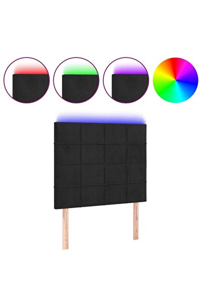vidaxl Tăblie de pat cu LED, negru, 100x5x118/128 cm, catifea