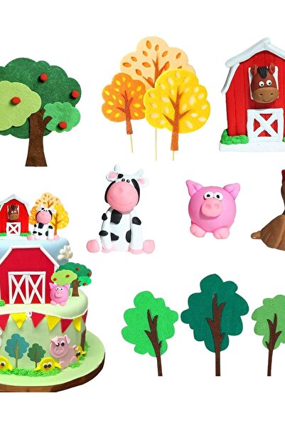 OEM Set de decorațiuni pentru tort Animale de la Fermă 11 piese Topper pentru...