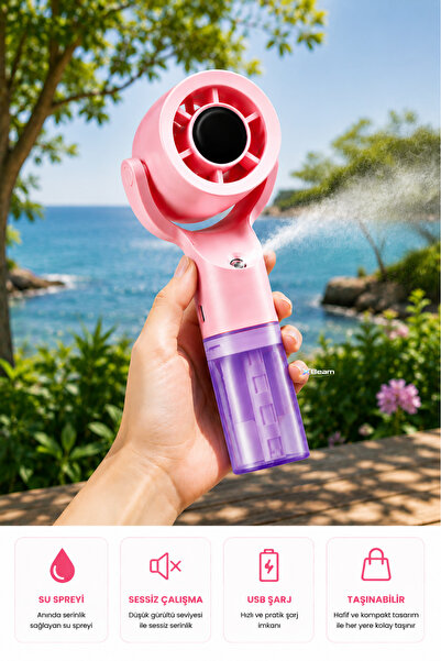 Teknodrone Serinletici Buharlı Şarjlı El Fanı Spreyli Taşınabilir Mini Vantil...