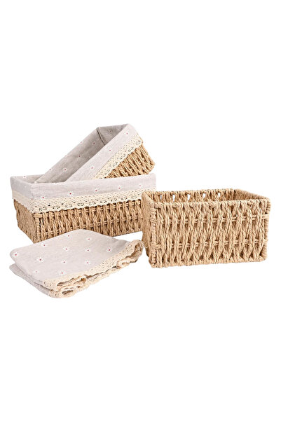 OEM Coșuri împletite Coșulețe Organizatoare Decorative Bej Set 3 Dimensiuni