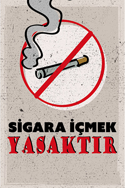 tpkitapevi Retro Vintage 5 mm Ahşap Üzerine Sigara Içmek Yasaktır Temalı Poster Tablo 20X30 cm
