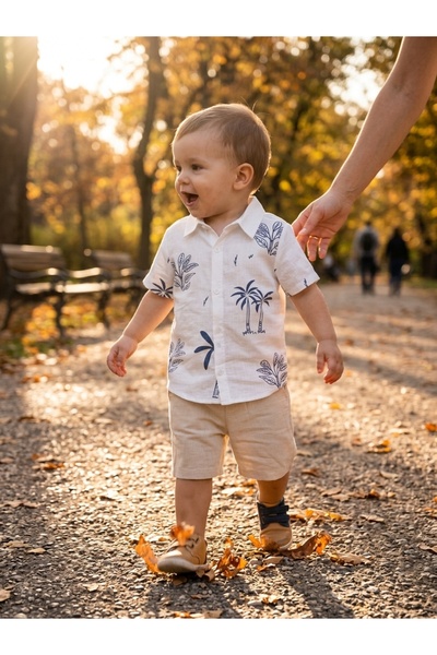 INFANT Set cămașă și pantaloni scurți Sani Collection cu palmieri