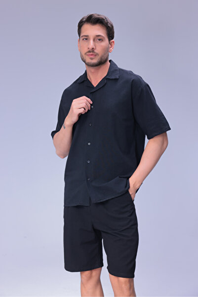 blayn jeans Men's Comfortable Fit Linen Shirt with Pockets and Elastic Waist ...