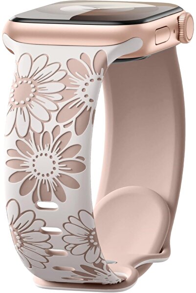 Upeak Floral Engraved Soft Silicone Sport Band for Apple Watch 41mm 40mm 38mm...