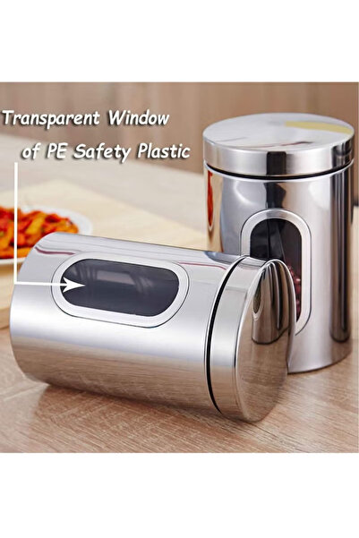 TAPIT 4 Piece Set Stainless Steel Food Storage Canister Sets with Glass Visib...