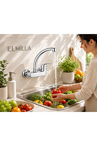 elmilla Duvardan SICAK-SOĞUK Su Girişli Mutfak-Banyo Lavabo Bataryası Çeşmesi...