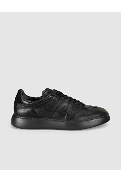 Cabani Black Genuine Leather Men's Sneaker Shoes