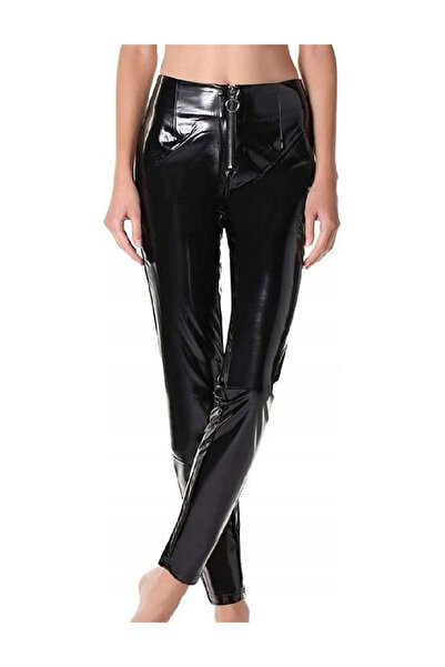 Evendi Pantaloni imitatie de piele, Negru