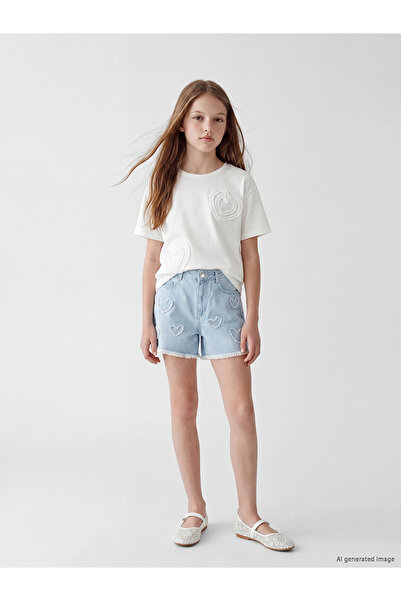 LC Waikiki LCW Kids indigo farmerke za devojčice sa izvezenim srcem
