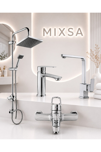 MİXSA Premium Avantajlı 4'lü Robot Duş Seti Banyo-Mutfak-Lavabo Bataryası Çeş...