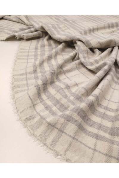 Kumaş Parça Bone Gray Plaid Jacquard Interlock Fabric, Flexible and Soft, Sui...