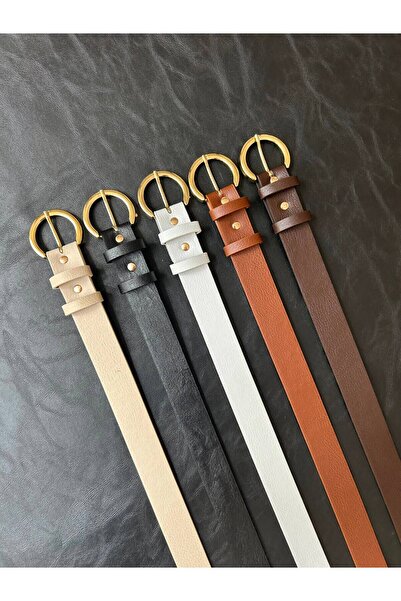 LİA KEMER 5'Li Merge Oval Buckle Jacket Belt, Dress Belt, Trouser Belt