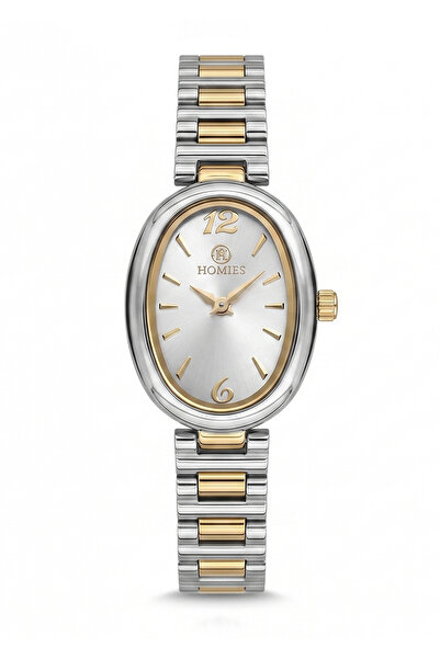Homies Women's Silver Gold Metal Cord Oval Case White Dial Wristwatch with 2 ...
