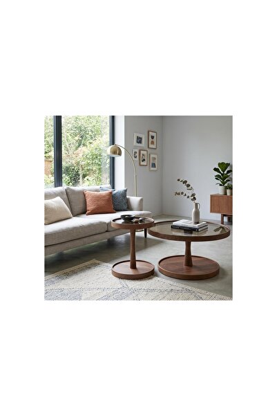 Vivense COSMOS İKİLİ ORTA SEHPA, CEVİZ BRONZ CAM
