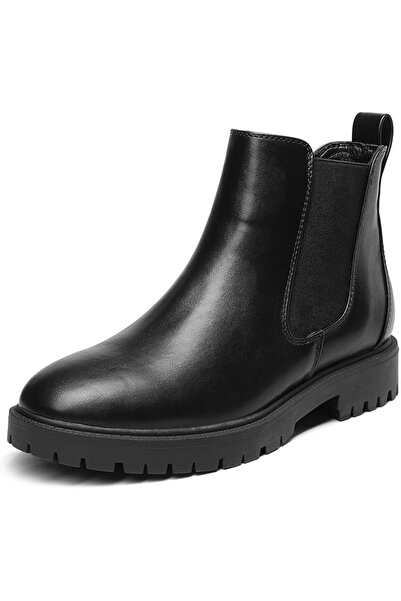 OEM DREAM PAIRS Pantofi Chelsea pentru femei, ghetuțe scurte, toc jos, negri, 41