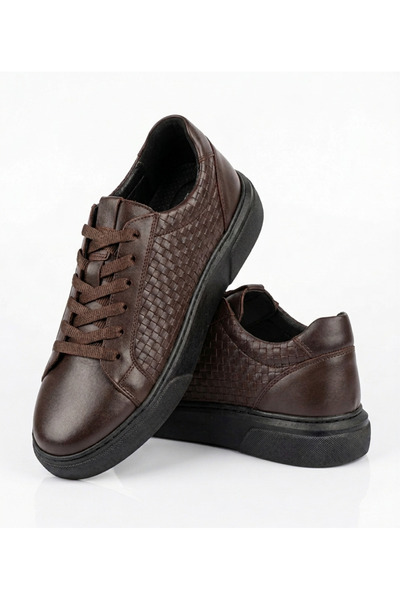 Growish Genuine Leather Knitted Pattern Eva Sole Men's Sneaker Shoes Te1198
