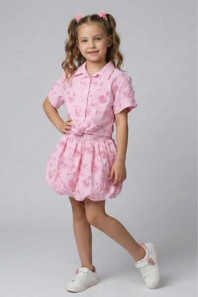 DMB KİDS Girl's Balloon Skirt Set Dmb-0789