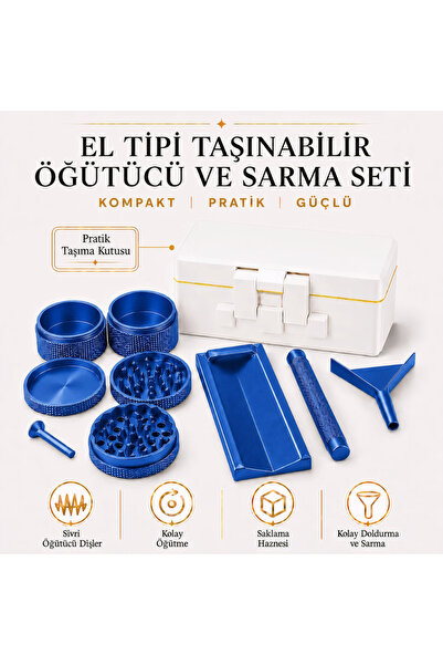 Arvina Atelier El Tipi Taşınabilir Öğütücü ve Sarma Seti | Hazneli Pratik Gri...