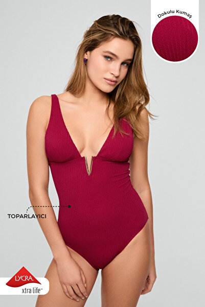 Kom Indian Textured Fabric Triangle Swimsuit