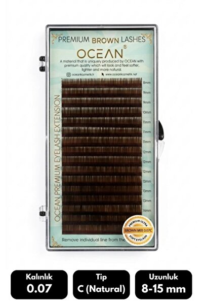 Ocean 0.07C Natural Kıvrım Brown Mix Soft Eyelash Doğal İpek Kirpik 16'lı
