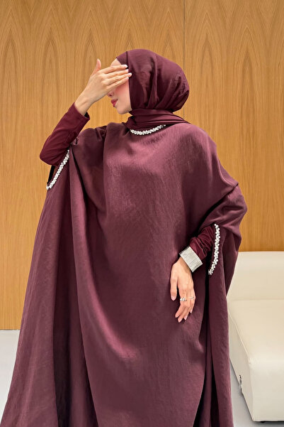 fushya design Taş Detaylı içlik Elbise Panço Abaya