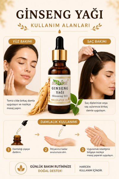 safvital Ginseng Oil 20 ml Macerated Oil Herbal Care Oil for Facial Hair Eyebrow Eyelash Care Helps Reduce the Appearance of Wrinkles Fatigue and Weakness Care Oil Massage Aromatherapy Premium Care Oil