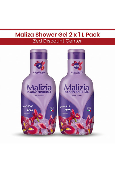 Malizia Gel de duș - Spumă de baie cu petale de iris 1L x2 pachet