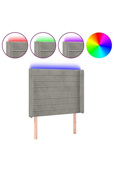vidaxl Tăblie de pat cu LED, gri deschis, 83x16x118/128 cm, catifea