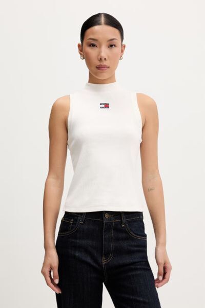 Tommy Hilfiger بلوزة نسائية بحزام وشعار أبيض