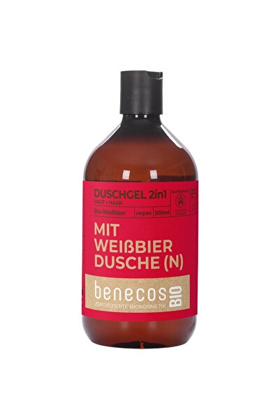 benecos Gel de dus 2 in 1 pentru par si corp cu bere de grau bio -