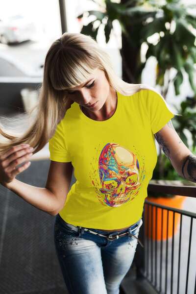 iLovePrints Abstract Colorful Skull Artwork Tshirt