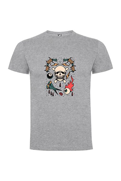 iLovePrints Billiard Skull Tattoo Flash Tshirt