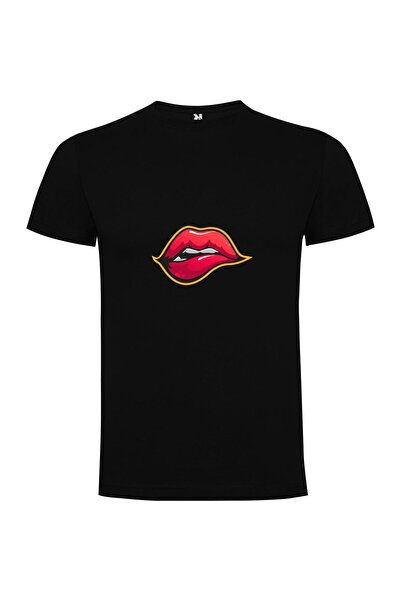 iLovePrints Crimson Lips Close-Up Tshirt