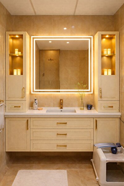 eagle mirror 80x80 Cm Kare Ledli Banyo Aynası Işıklı Ayna Dokunmatik Sensörlü...