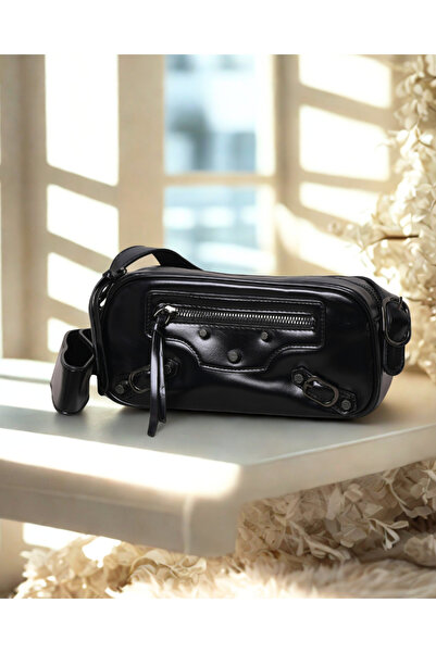 Finelook Women's Rivet Crossbody Bag - Lightweight Moto Shoulder Purse