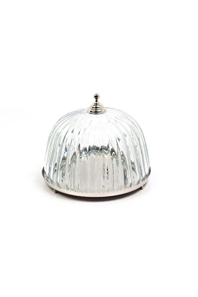 LAMEDORE Yuvarlak Dome Nikel Kek Standı 28,5x28,5x22,5 cm – Cam Kapaklı Servi...