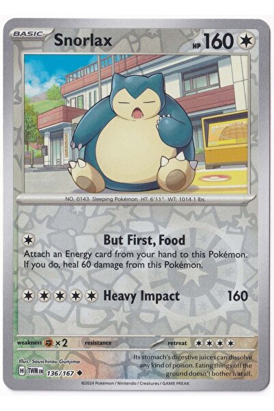 Pokemon Snorlax [Reverse Holo] 136/167 - Twilight Masquerade - Kartı (Mint)